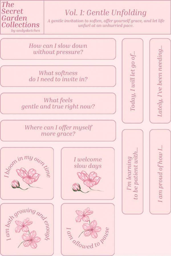 Gentle Unfolding: Journal Prompt Stickers - Pink by Andysketches - Image 2