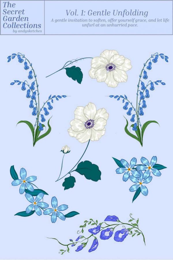 Gentle Unfolding: Flower Stickers by Andysketches - Image 2